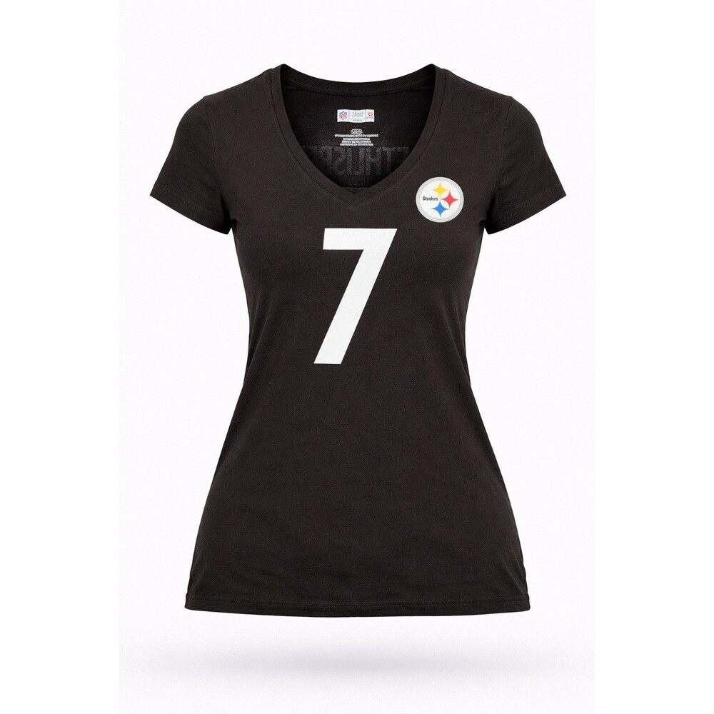Pittsburgh Steelers #7 Roethlisberger Womens V Neck Tee NFL Team Apparel L